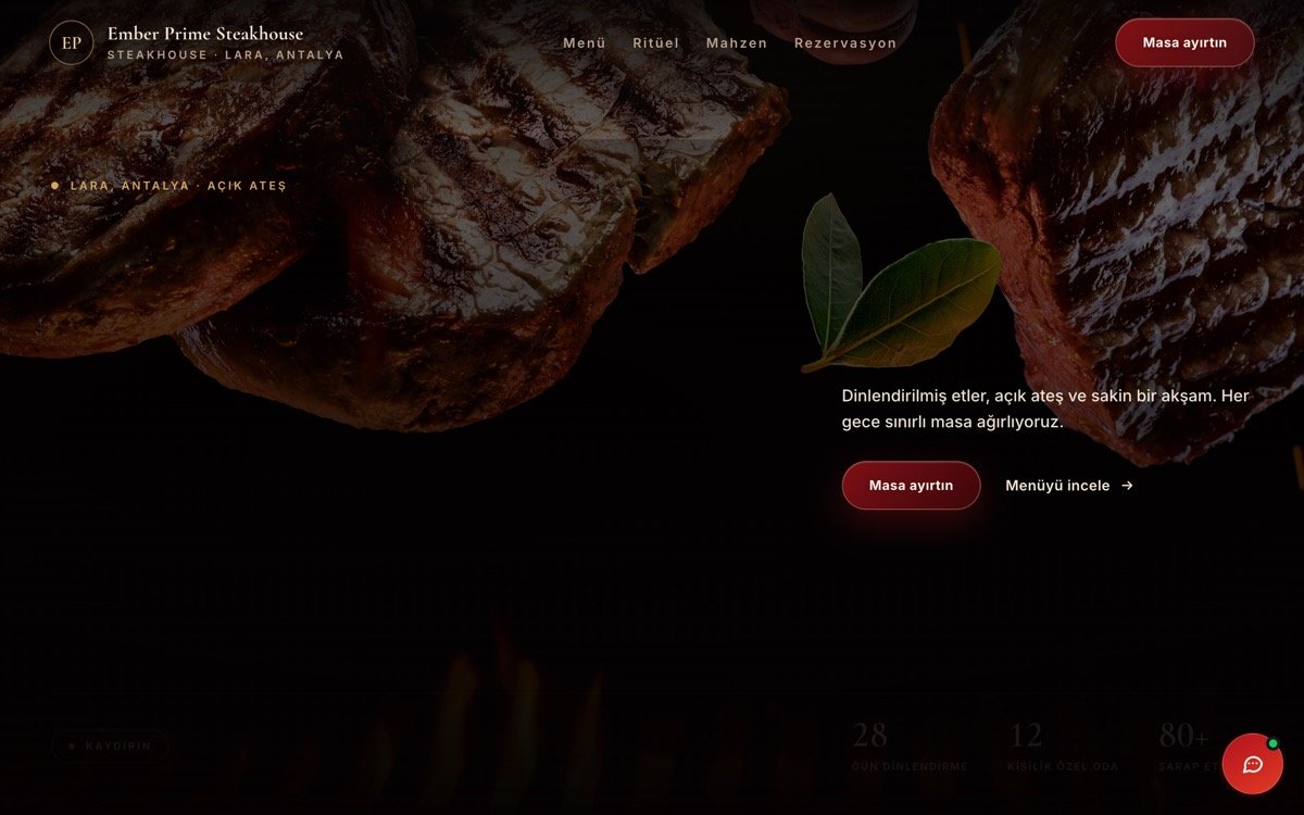 Ember Prime Steakhouse — canlı sitenin ekran görüntüsü